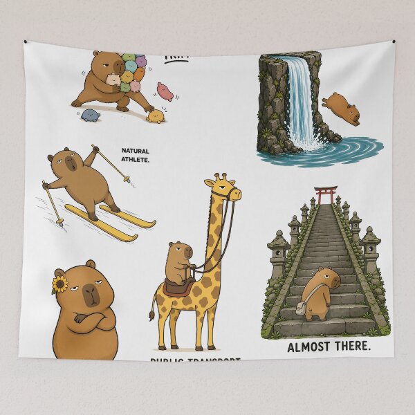 Item preview, Capybara Survival Kit – Funny Deadpan Capybara Sticker Pack designed and sold by LazyPaw Design.