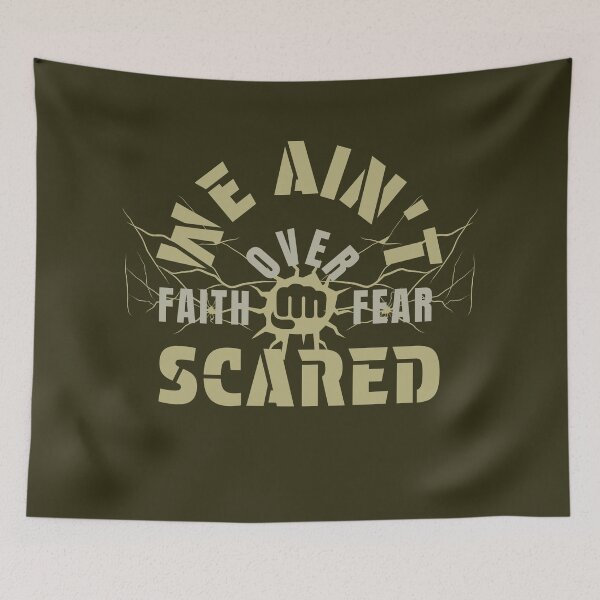 Item preview, We Ain't Scared Faith Over Fear Christian Streetwear designed and sold by Bezuiden.