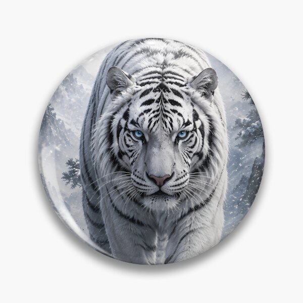 Item preview, White Tiger Walking Through Snowy Mountains – Majestic Winter Wildlife Art designed and sold by ManJiangHong.