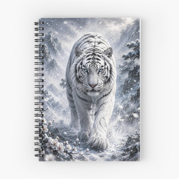 Item preview, White Tiger Walking Through Snowy Mountains – Majestic Winter Wildlife Art designed and sold by ManJiangHong.