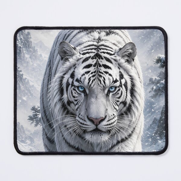 Item preview, White Tiger Walking Through Snowy Mountains – Majestic Winter Wildlife Art designed and sold by ManJiangHong.