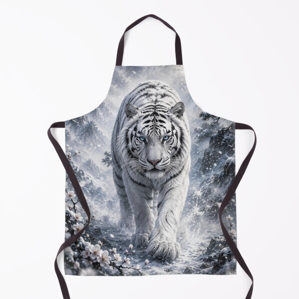 Item preview, White Tiger Walking Through Snowy Mountains – Majestic Winter Wildlife Art designed and sold by ManJiangHong.