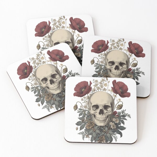 Item preview, Vintage Floral Skull Illustration | Gothic Botanical Skeleton Art designed and sold by muhammadkhafidh.