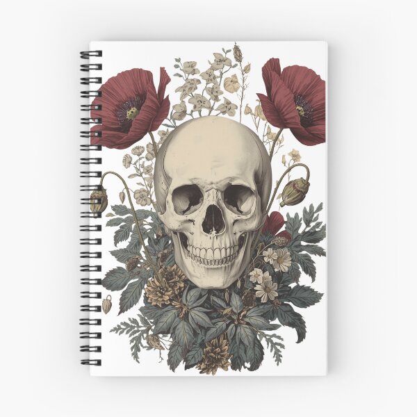 Item preview, Vintage Floral Skull Illustration | Gothic Botanical Skeleton Art designed and sold by muhammadkhafidh.