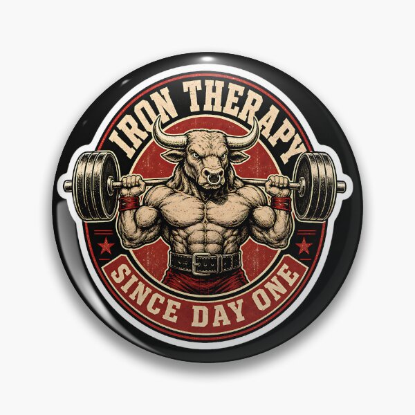 Item preview, Iron Therapy Since Day One Bull Barbell Gym Emblem designed and sold by Simon-art-land.