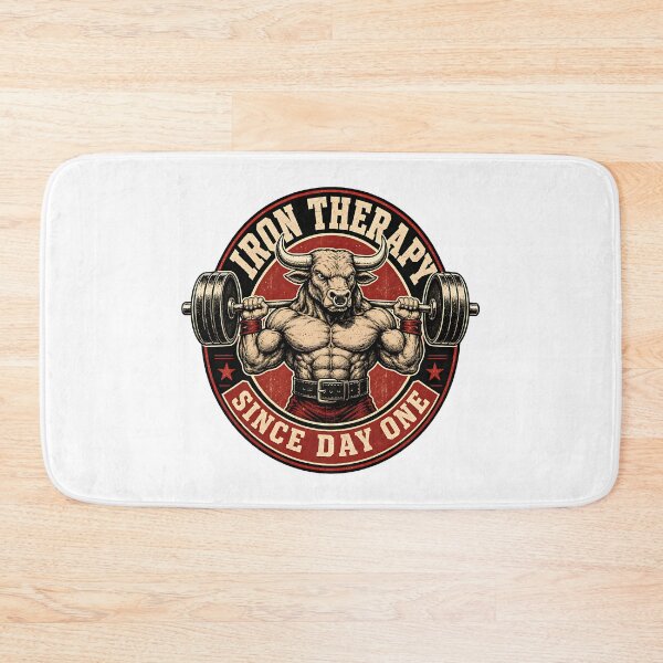 Item preview, Iron Therapy Since Day One Bull Barbell Gym Emblem designed and sold by Simon-art-land.