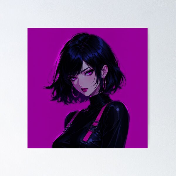 Item preview, Violet Noir Cyberpunk Portrait designed and sold by ZenOtaku Lab.