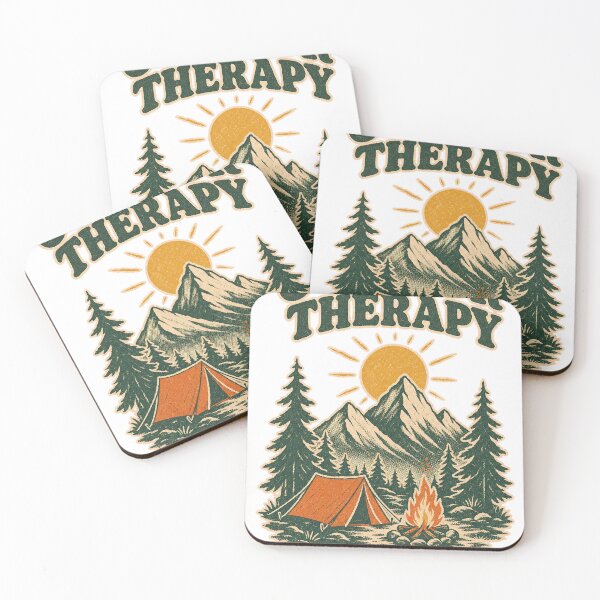 Item preview, Outdoor Therapy Retro Risograph Mountain Camping T-Shirt Design designed and sold by KIDEnia.