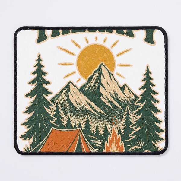 Item preview, Outdoor Therapy Retro Risograph Mountain Camping T-Shirt Design designed and sold by KIDEnia.