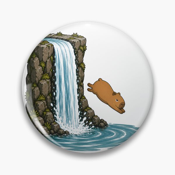 Item preview, Deadpan Capybara Diving – Funny Waterfall Adventure designed and sold by LazyPaw Design.