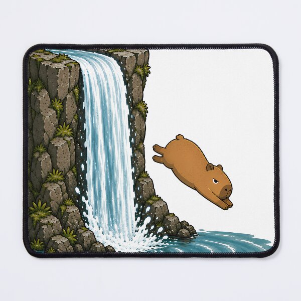 Item preview, Deadpan Capybara Diving – Funny Waterfall Adventure designed and sold by LazyPaw Design.