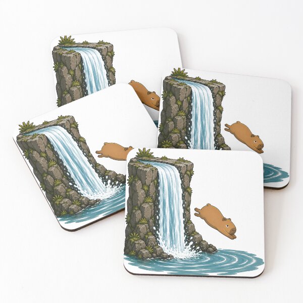 Item preview, Deadpan Capybara Diving – Funny Waterfall Adventure designed and sold by LazyPaw Design.