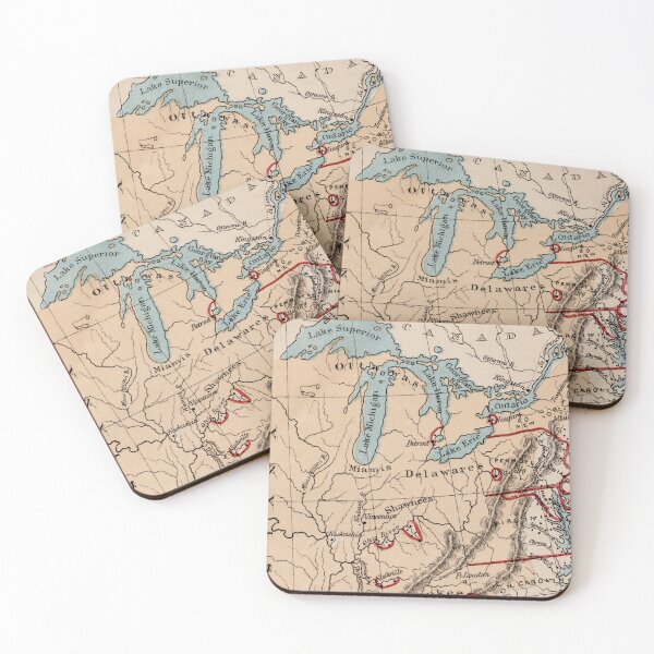 Item preview, Antique Great Lakes Post Revolutionary War Historical Map Print designed and sold by SiliconValleyUS.