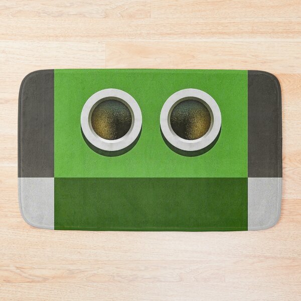 Item preview, twin port-holes on a geometric urban green and grey wall designed and sold by mister-john.