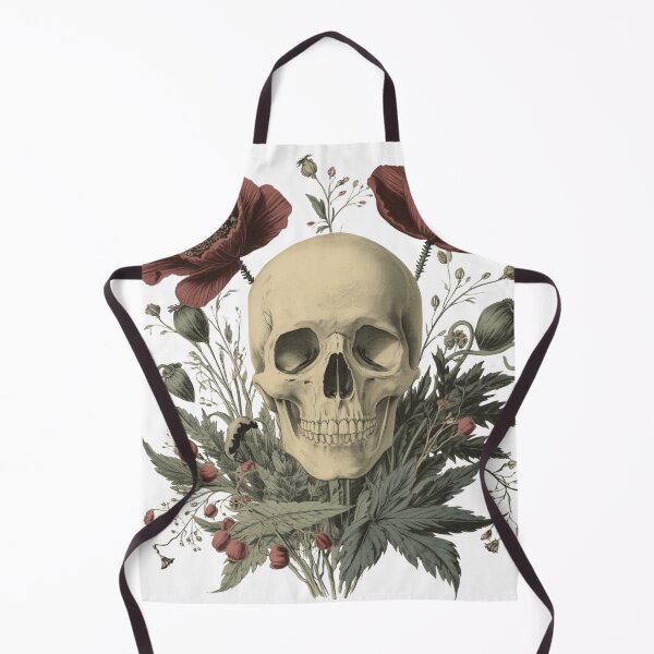 Item preview, Gothic Skull with Red Poppy Flowers | Vintage Botanical Illustration designed and sold by muhammadkhafidh.