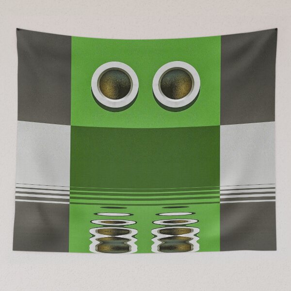 Item preview, twin port-holes on a geometric urban green and grey wall designed and sold by mister-john.