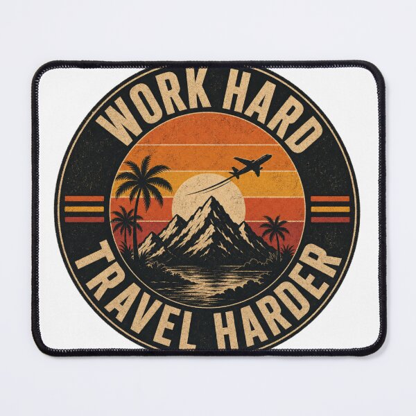 Item preview, Work Hard, Travel Hard | Adventure Travel Motivation Typography T-Shirt designed and sold by rushaib.