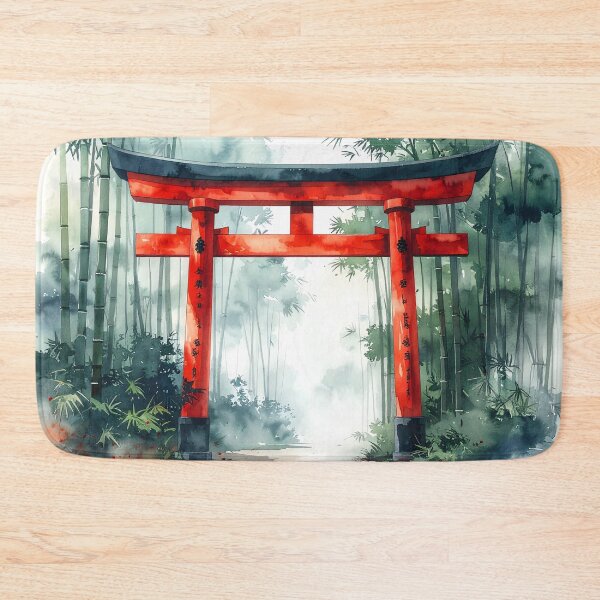 Item preview, Red Torii Gate in Misty Bamboo Forest designed and sold by BetweenForms.