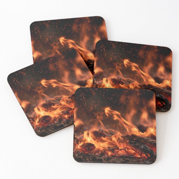 Item preview, Wood Fire Flames Close Up Burning Logs and Fierce Orange Heat designed and sold by Yoruhara.