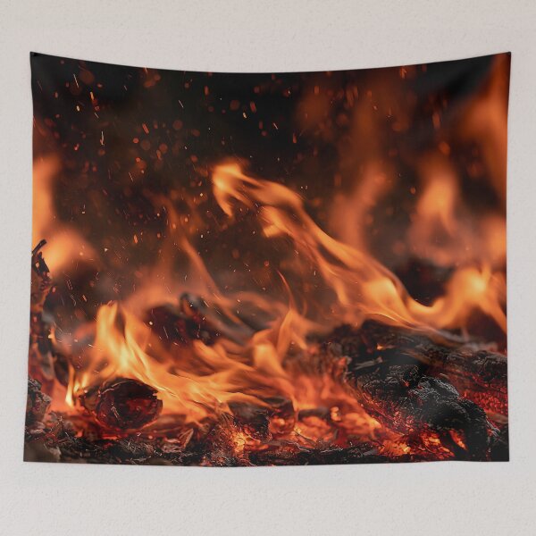 Item preview, Wood Fire Flames Close Up Burning Logs and Fierce Orange Heat designed and sold by Yoruhara.