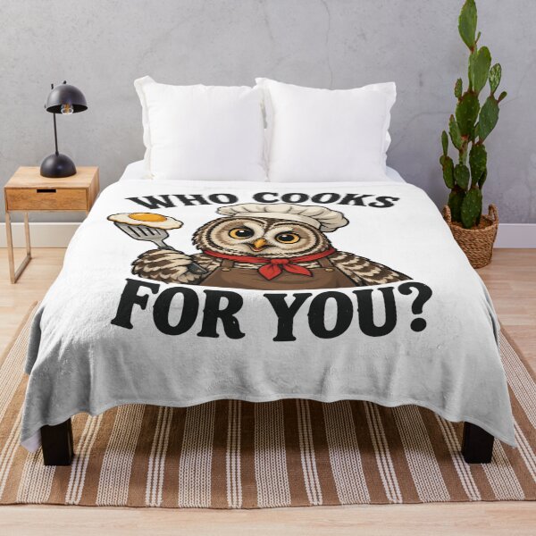 Item preview, Who Cooks for You Owl Chef Funny Cooking Quote Kitchen Humor designed and sold by clothesy7.
