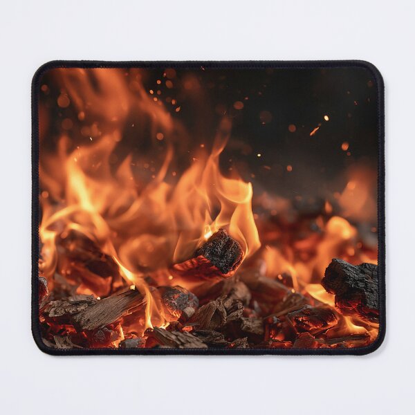 Item preview, Campfire Embers Close Up Glowing Coals and Orange Flames at Night designed and sold by Nine Lives Studio.