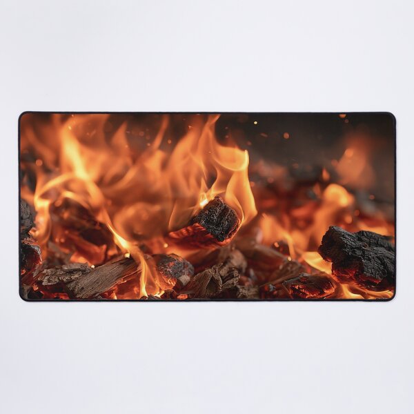 Item preview, Campfire Embers Close Up Glowing Coals and Orange Flames at Night designed and sold by Nine Lives Studio.