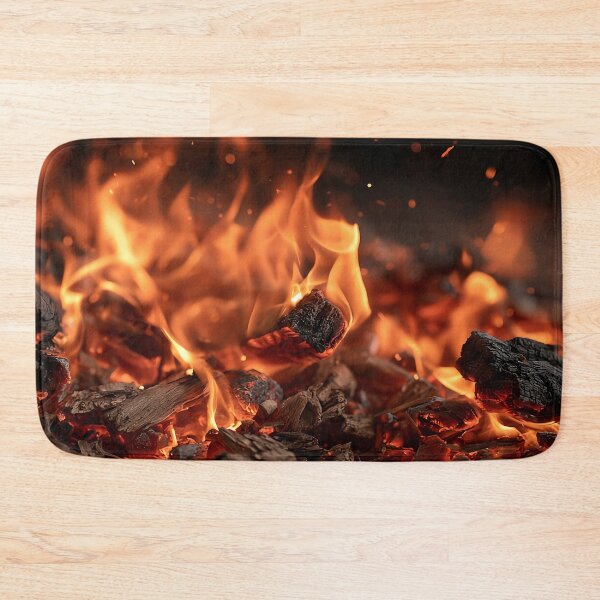 Item preview, Campfire Embers Close Up Glowing Coals and Orange Flames at Night designed and sold by Nine Lives Studio.