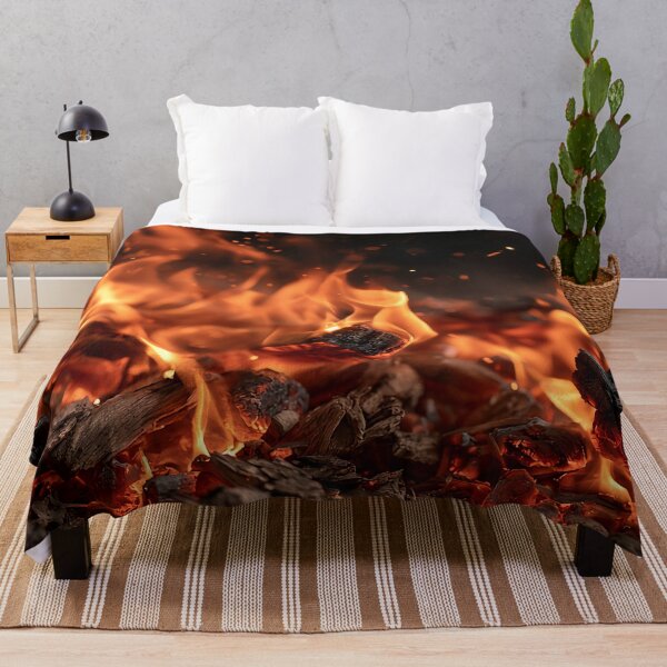 Item preview, Campfire Embers Close Up Glowing Coals and Orange Flames at Night designed and sold by Nine Lives Studio.