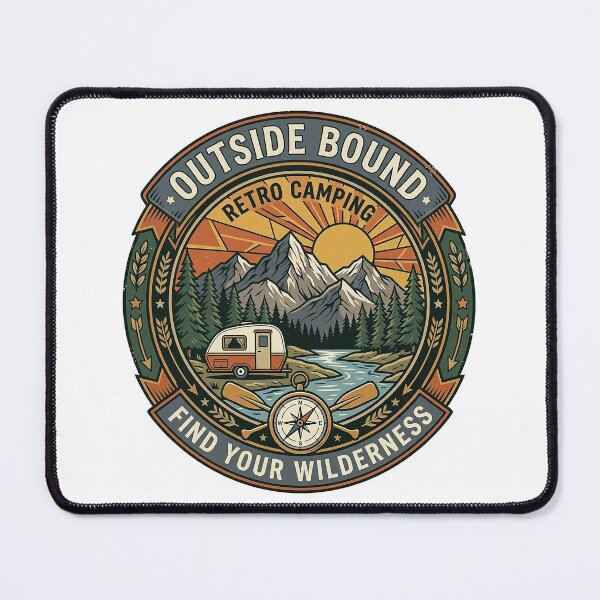Item preview, Outside Bound Retro Camping Badge – Vintage Mountain Camper Wilderness Adventure designed and sold by cannsuh.