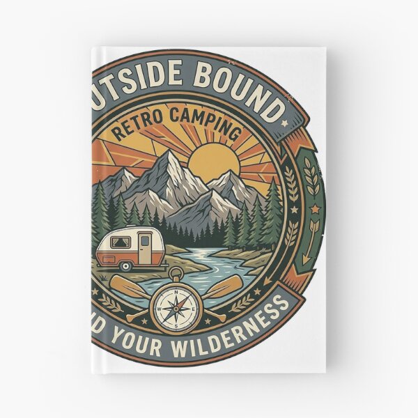 Item preview, Outside Bound Retro Camping Badge – Vintage Mountain Camper Wilderness Adventure designed and sold by cannsuh.