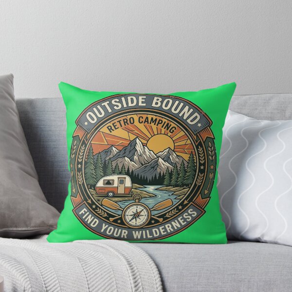 Item preview, Outside Bound Retro Camping Badge – Vintage Mountain Camper Wilderness Adventure designed and sold by cannsuh.