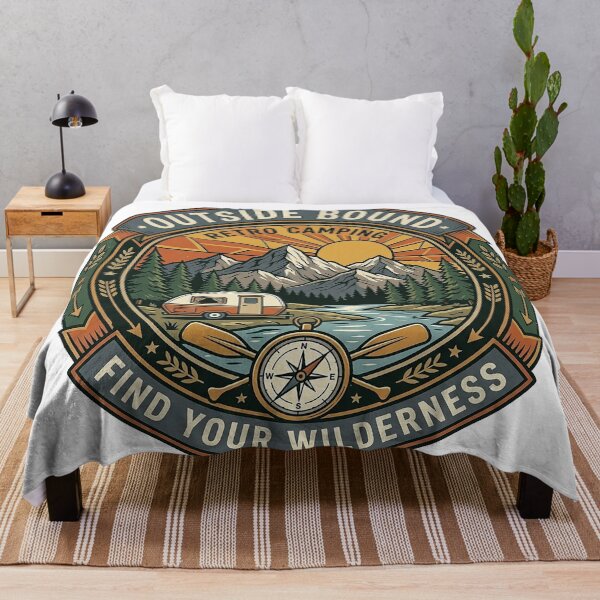 Item preview, Outside Bound Retro Camping Badge – Vintage Mountain Camper Wilderness Adventure designed and sold by cannsuh.