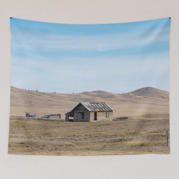 Item preview, Lonely Wooden Cabin on Vast Colorado Prairie Hills designed and sold by KillNFuel.