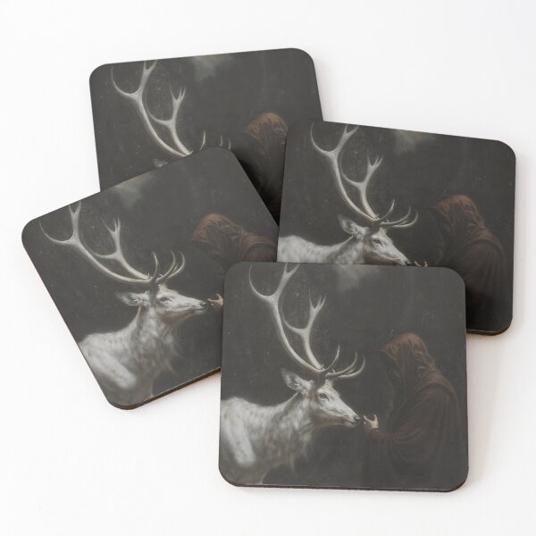 Item preview, Mystical Stag and Hooded Witch Under Crescent Moon designed and sold by DarkHolyQueen.
