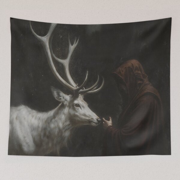 Item preview, Mystical Stag and Hooded Witch Under Crescent Moon designed and sold by DarkHolyQueen.