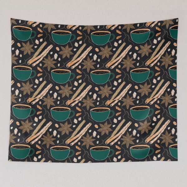 Item preview, Cozy Coffee & Cinnamon Botanical Seamless Pattern designed and sold by Soul Path Studio.