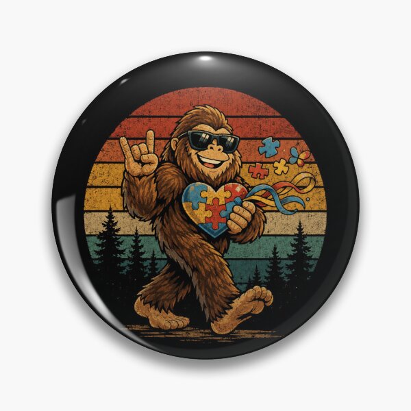 Item preview, Retro Bigfoot Puzzle Heart Vintage Sunglasses Forest Adventure designed and sold by Moizento.