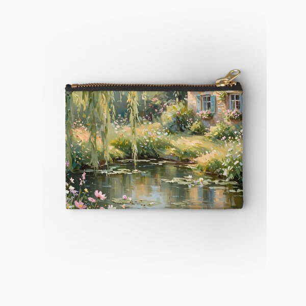Item preview, Willow Pond Cottage - Thatched Roof Cottage With Wildflower Garden Painting designed and sold by Jozefin's Studio.