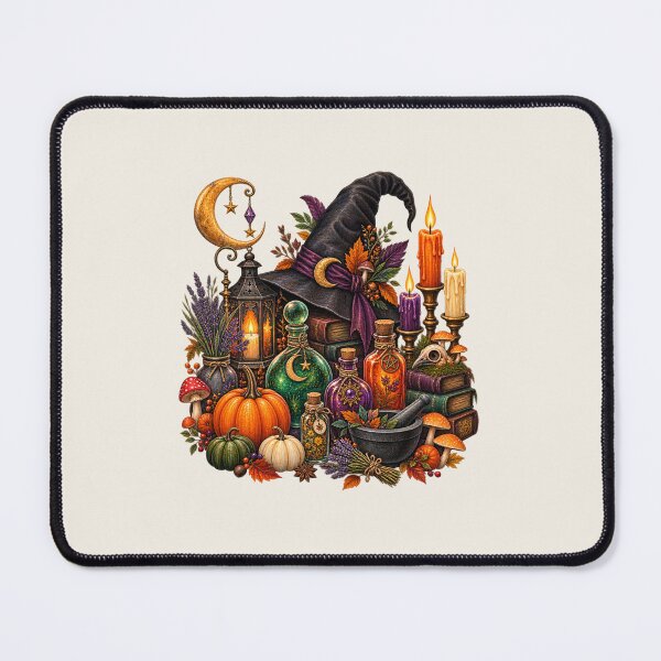 Item preview, Witch Hat & Potion Bottles – Whimsical Halloween Artwork designed and sold by annenambiro.
