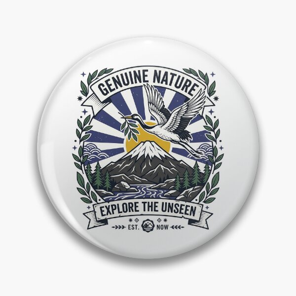 Item preview, Genuine Nature Crane Mountain Badge – Vintage Wilderness Explorer designed and sold by cannsuh.
