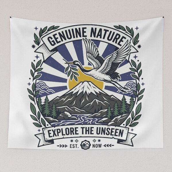 Item preview, Genuine Nature Crane Mountain Badge – Vintage Wilderness Explorer designed and sold by cannsuh.
