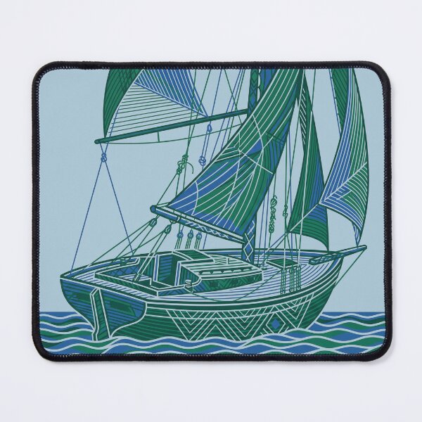 Item preview, Vintage Sailboat Geometric Line Art Nautical Ocean Ship designed and sold by KiwiRider.