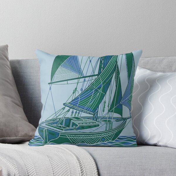 Item preview, Vintage Sailboat Geometric Line Art Nautical Ocean Ship designed and sold by KiwiRider.