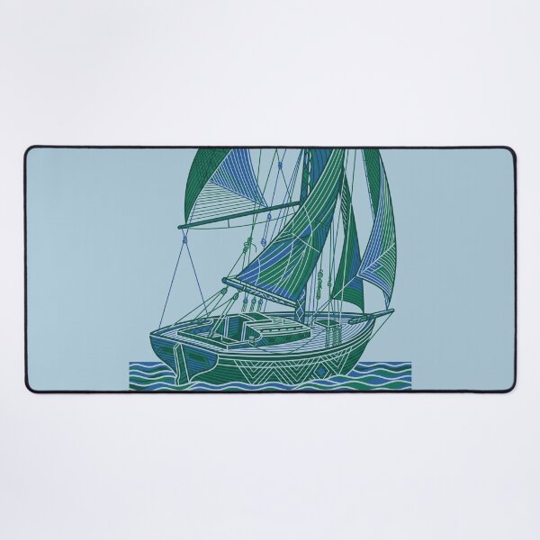 Item preview, Vintage Sailboat Geometric Line Art Nautical Ocean Ship designed and sold by KiwiRider.