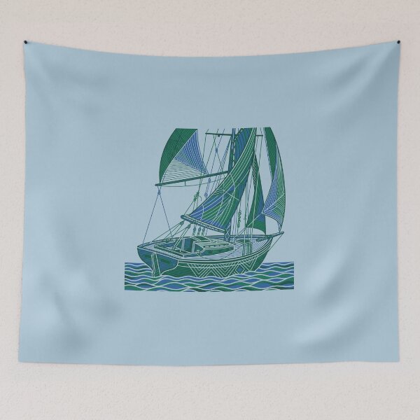 Item preview, Vintage Sailboat Geometric Line Art Nautical Ocean Ship designed and sold by KiwiRider.