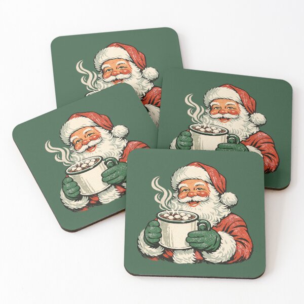 Item preview, Vintage Santa Hot Cocoa – Retro 1960s Christmas Badge Screen Print Holiday Gift  designed and sold by Artycom.