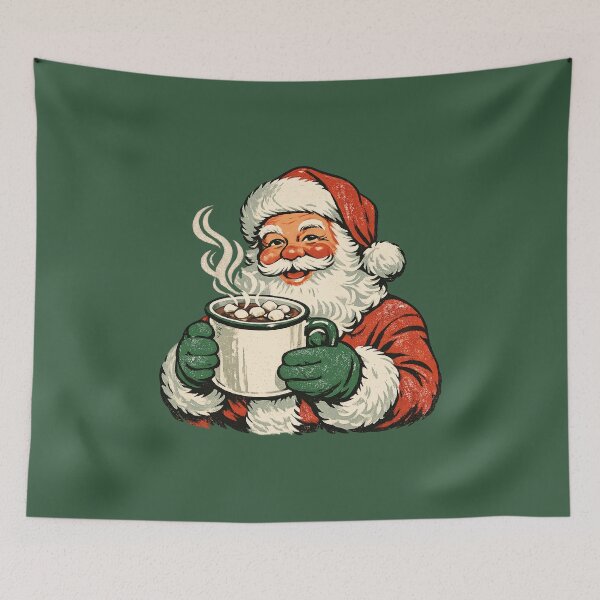 Item preview, Vintage Santa Hot Cocoa – Retro 1960s Christmas Badge Screen Print Holiday Gift designed and sold by Artycom.