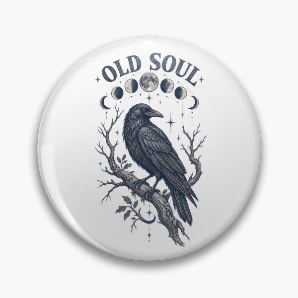 Item preview, Old Soul Crow Moon Phases Gothic Nature Art designed and sold by Hearth & Hollow.
