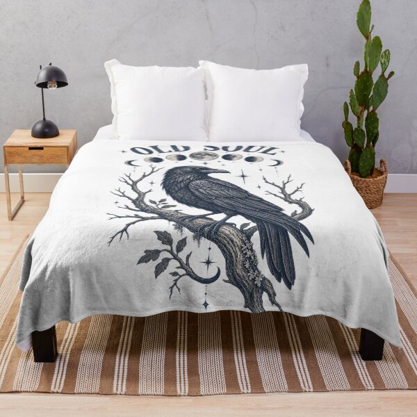Item preview, Old Soul Crow Moon Phases Gothic Nature Art designed and sold by Hearth & Hollow.